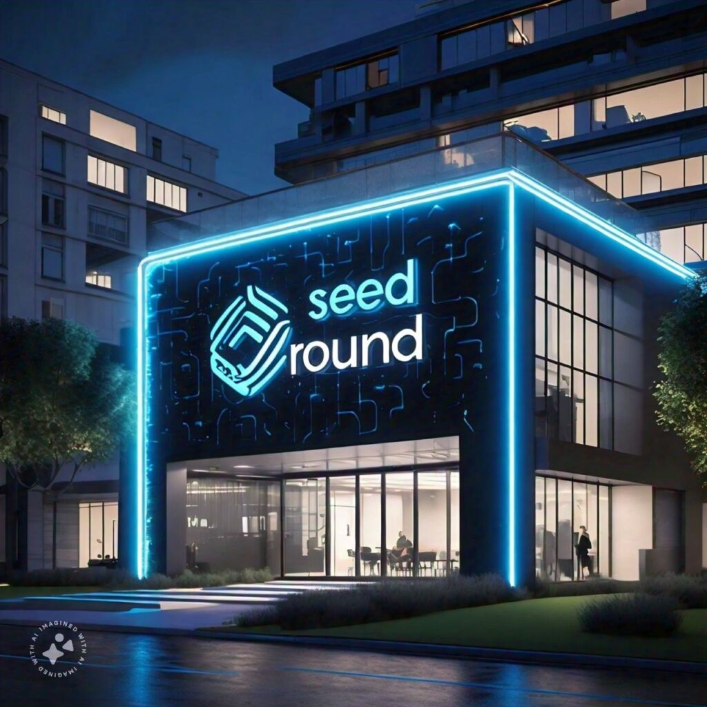 A 3D illustration representing the concept of seed round funding, with a seedling growing into a tree, surrounded by AI and machine learning elements.