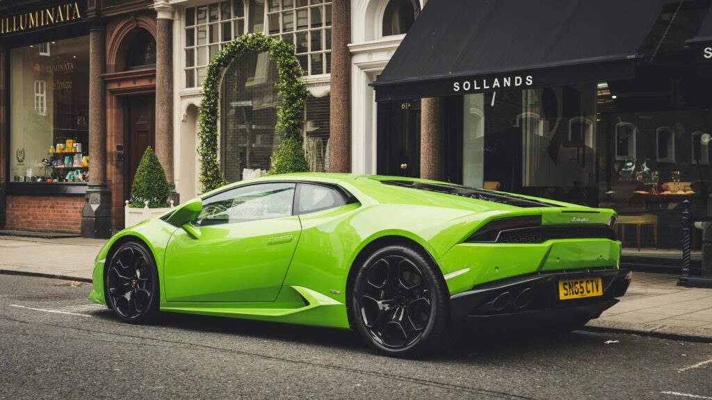 Lamborghini Sports Cars: Lime Green Masterpiece Parked on Road